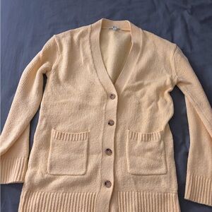 Uniqlo C Soft Yellow V-Neck Button Cardigan Sweater